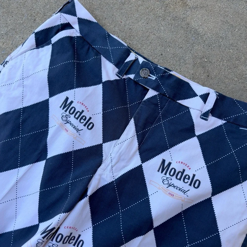 Loudmouth Modelo‎ Especial Argyle Men's Golf Heritage Shorts Size 36 Cerveza